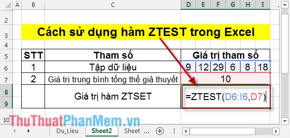 Cách sử dụng hàm ZTEST trong Excel 2