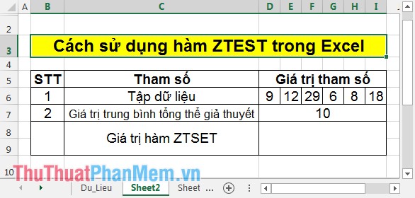 Cách sử dụng hàm ZTEST trong Excel