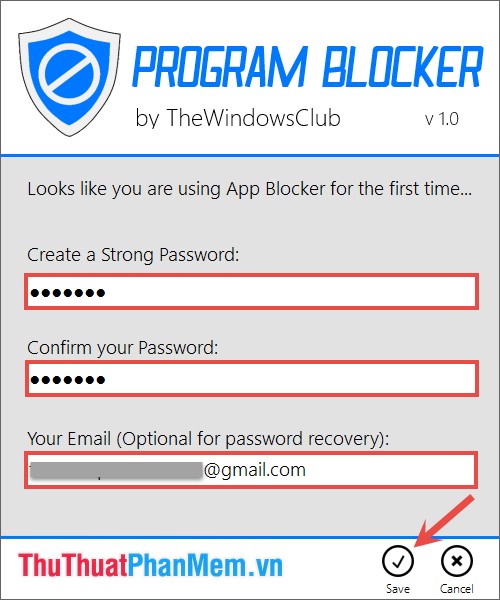 Thiết lập mật khẩu cho Program Blocker