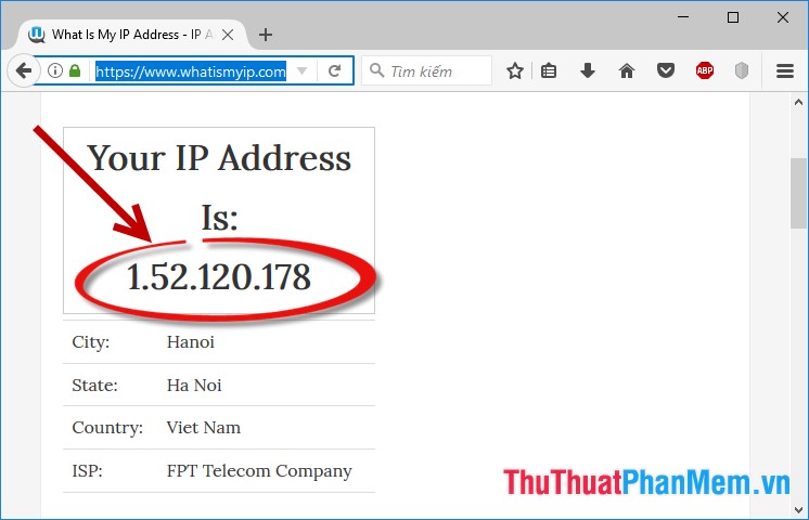 Xem địa chỉ IP mạng WAN bằng cách sử dụng trang web