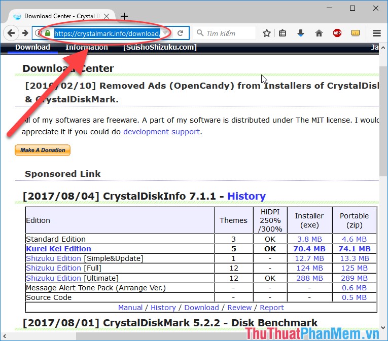 Truy cập vào đường link để tải phần mềm về máy https://crystalmark.info/download/index-e.html 