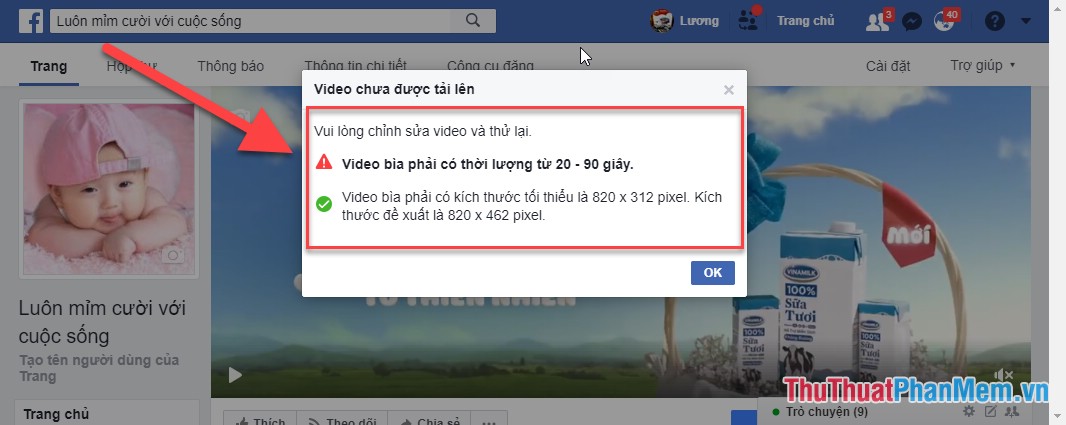 Nếu video của bạn không đạt tiêu chuẩn của Facebook, vui lòng báo cáo lỗi