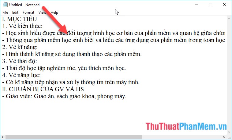Tạo nội dung ký tự tiếng Việt có dấu trong tệp notepad