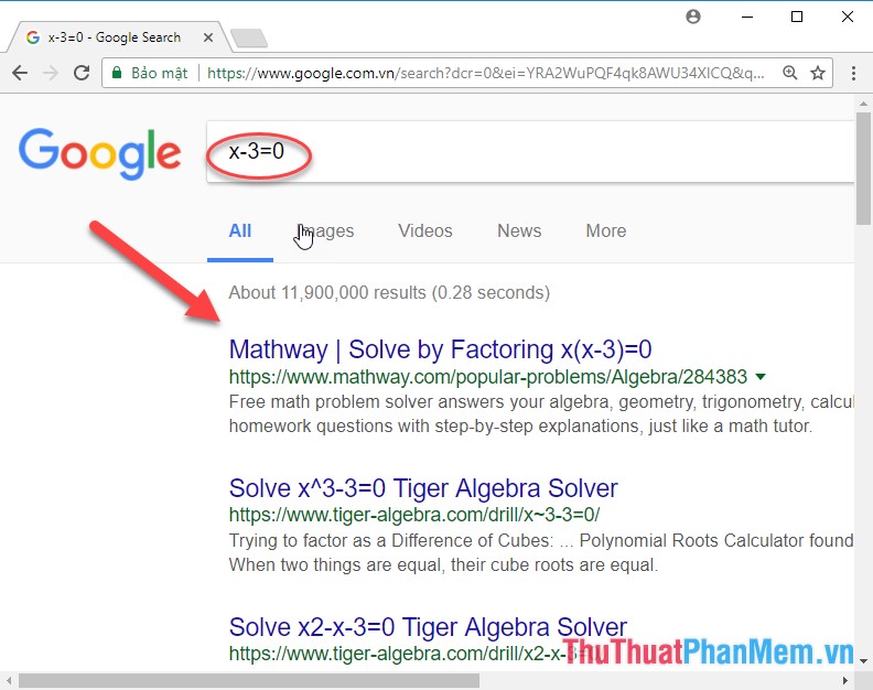 Khi tìm kiếm lời giải trên Google Chorme kết quả tìm kiếm trả về dựa trên các trang web