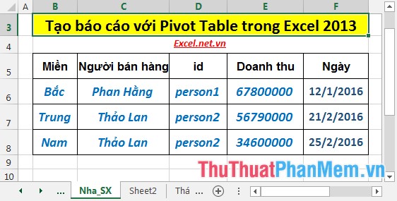 Làm quen với PivotTable reports  trong Excel