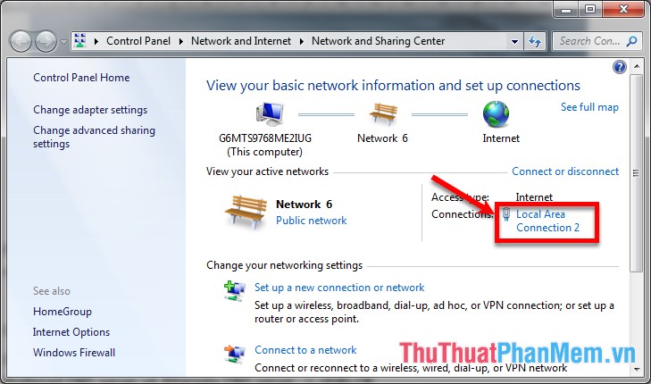 Trong phần Connections các bạn chọn Local Area Connection