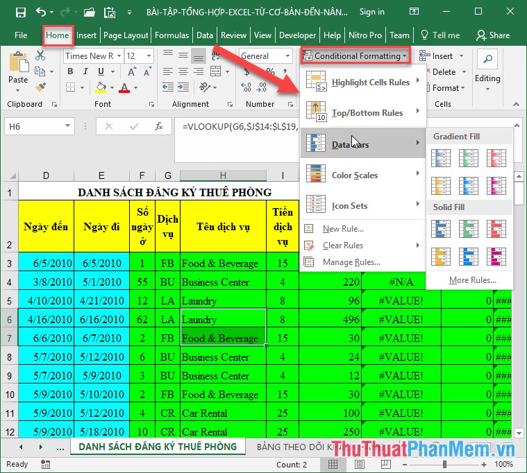 Ảo thuật trong Excel với Conditional Formating