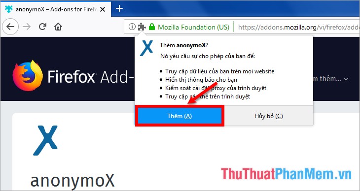 [追加]Nhấp để thêm tiện ích bổ sung vào trình duyệt Firefox của bạn.