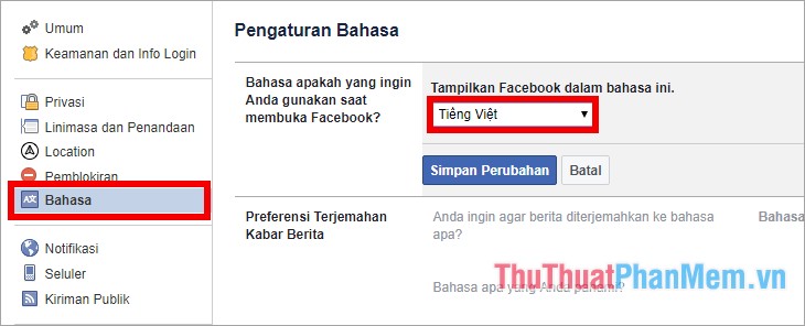 Thay đổi ngôn ngữ Facebook sang tiếng Việt hoặc tiếng Anh