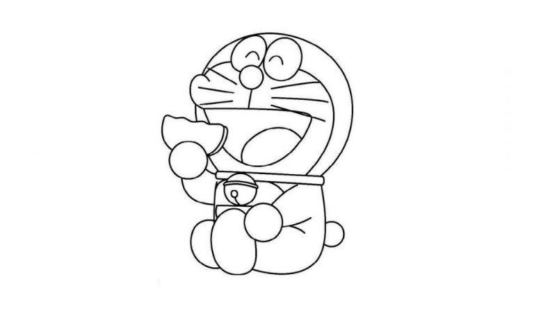 Doraemon đang ăn bánh rán