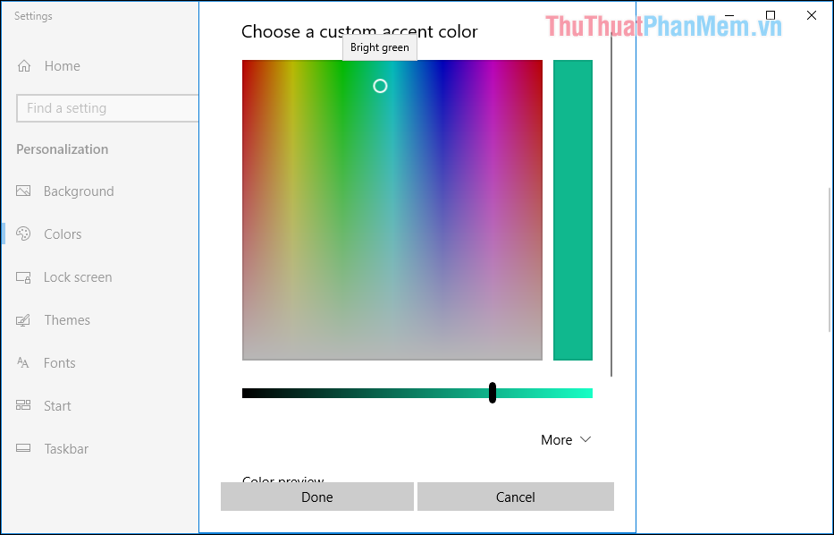 Tạo màu của riêng bạn bằng cách chọn màu tùy chỉnh