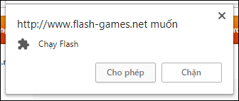 Thông báo hỏi bạn có muốn bật Flash hay không