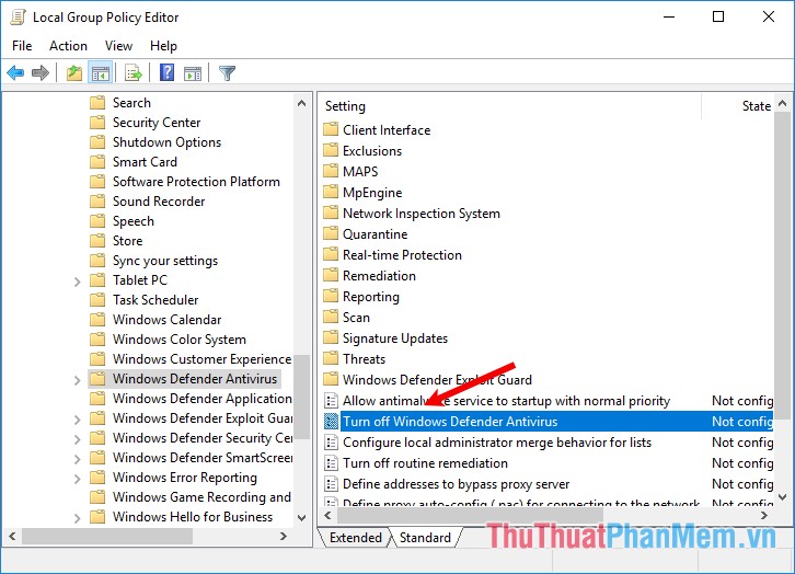 Nhấp đúp chuột chọn Turn off Windows Defender Antivirus