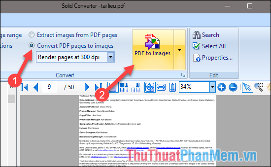 Chọn mục Convert PDF pages to images, sau đó nhấn PDF to Images