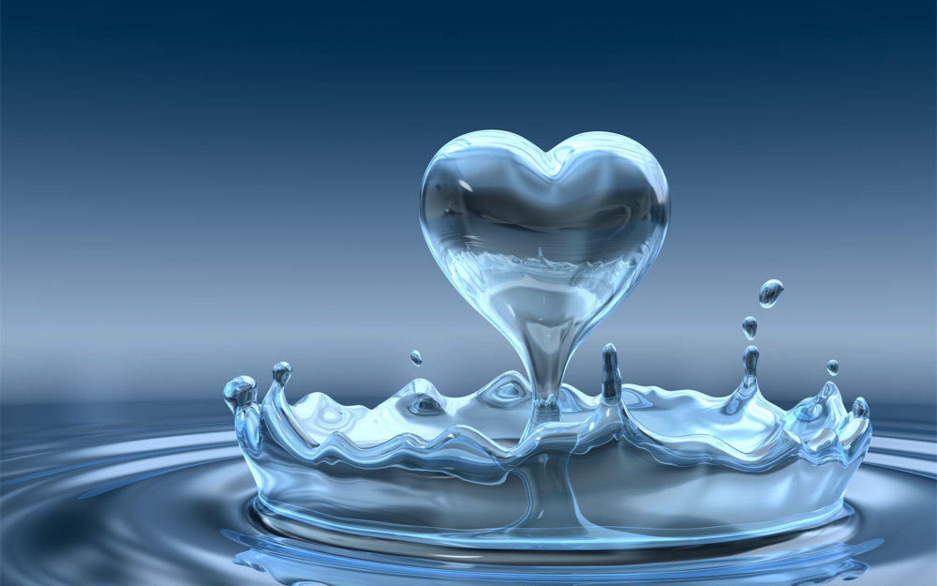 hình nền trái tim tạo từ giọt nước đẹp