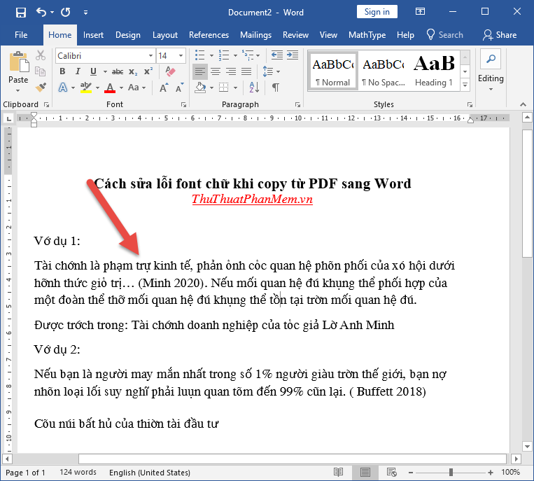 Lỗi font chữ khi copy từ PDF sang Word