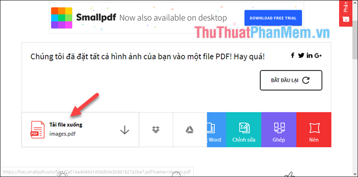 Nhấn Tải file xuống để lưu file PDF về máy tính