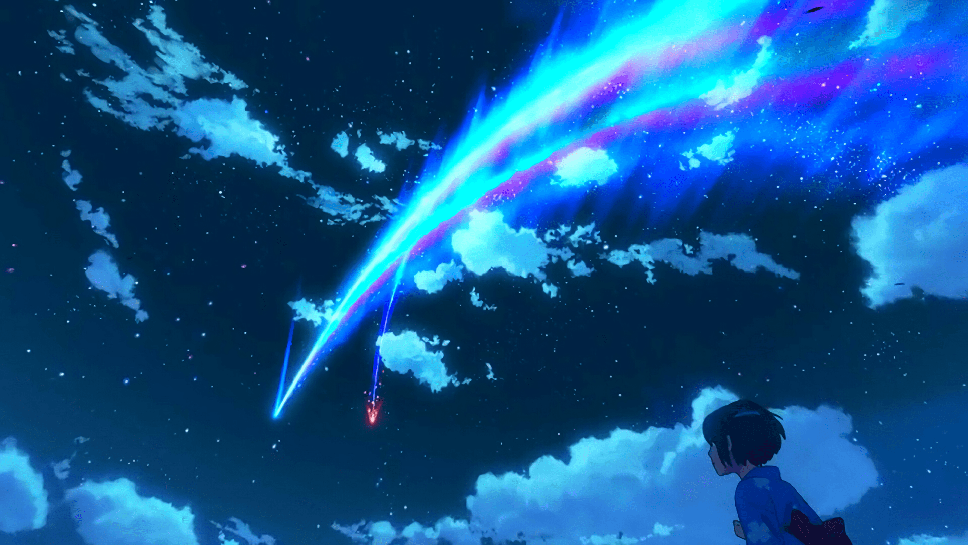 Hình nền Laptop Full HD hình nền anime ngắm nhìn bầu trời đêm đẹp