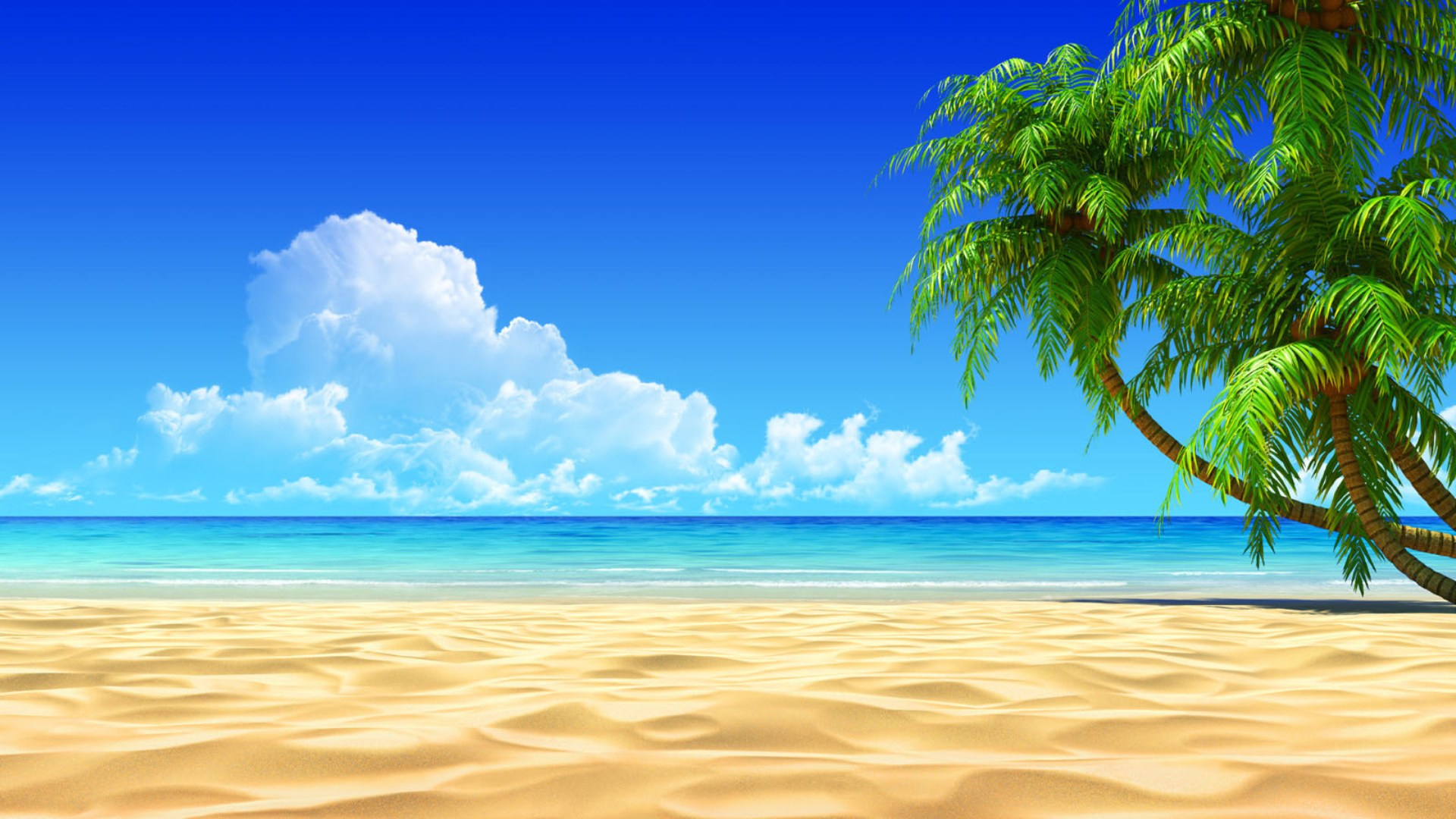Hình nền máy tính full HD - bãi biển trong xanh ngày nắng đẹp