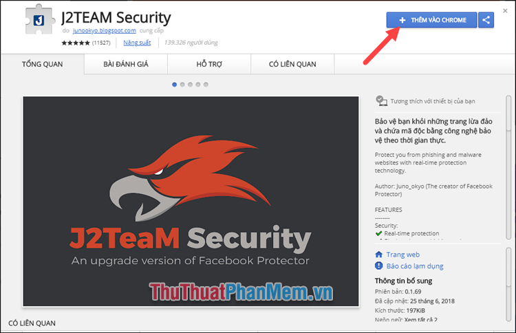 Cài đặt tiện ích J2TEAM Security vào trình duyệt Chrome