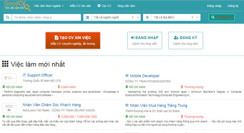 Tuyển dụng và tìm việc nhanh với trang GoodCV.vn
