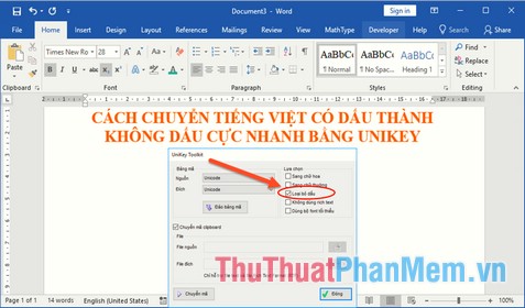 Cách chuyển tiếng Việt có dấu thành không dấu bằng Unikey