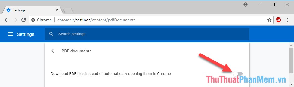 Click vào dòng “Download PDF files instead of automatically...”