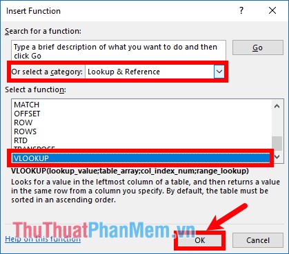 Chọn trong phần Or select a category là Lookup & Reference