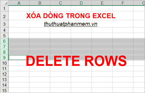 Phím tắt xóa dòng trong Excel