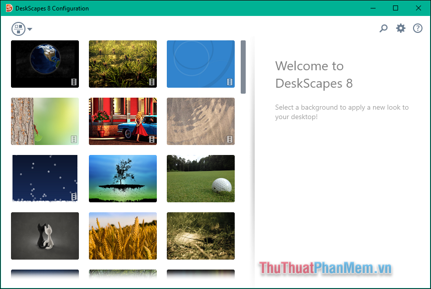 Giao diện phần mềm Deskscapes