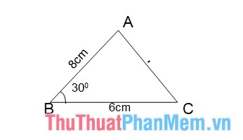 Tính diện tích tam giác ABC biết AB = 8cm, BC = 6cm, góc B bằng 60 độ