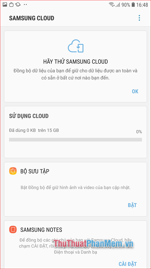 Giao diện Samsung Cloud
