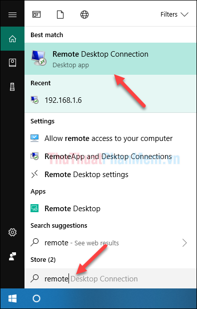 Tìm công cụ Remote Desktop Connection