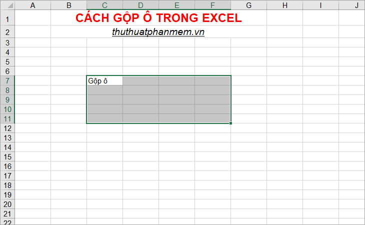 Trong tệp Excel, hãy chọn các ô để hợp nhất
