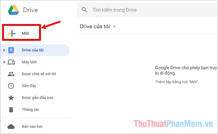 Trong giao diện Google Drive, chọn Mới (Mới)