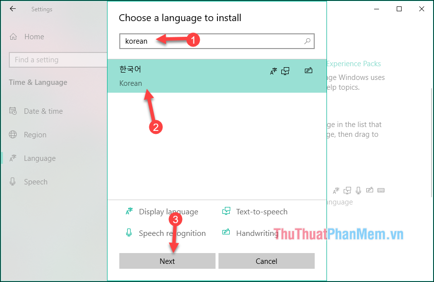 Tìm bàn phím tiếng Hàn bằng cách nhập 