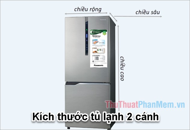 Kích thước tủ lạnh 2 cửa (dung tích 150-500 lít)