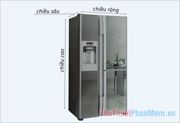 Kích thước tủ lạnh side by side 2 cánh, 3 cánh, 4 cánh