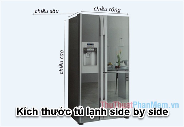 Kích thước tủ lạnh side by side dung tích 516-758 lít