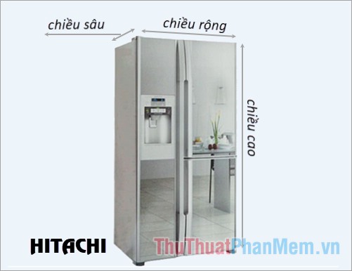 Kích thước tủ lạnh thông dụng của Hitachi