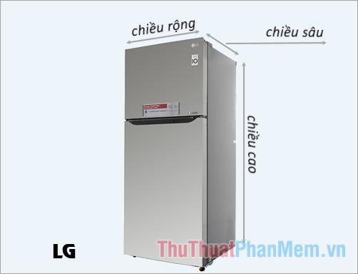 Kích thước tủ lạnh thông dụng của LG