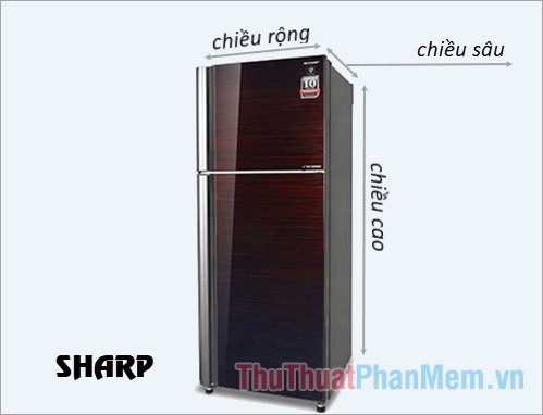Kích thước tủ lạnh thông dụng của Sharp