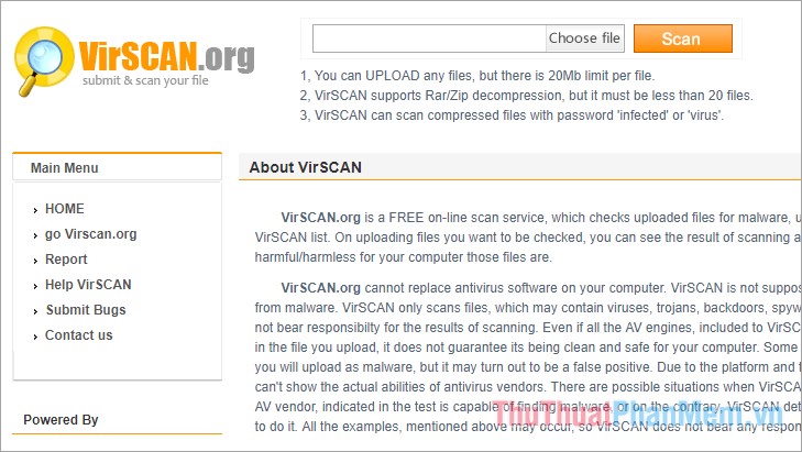 Trang web VirScan