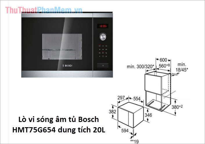 Kích thước lò vi sóng Bosch phổ biến