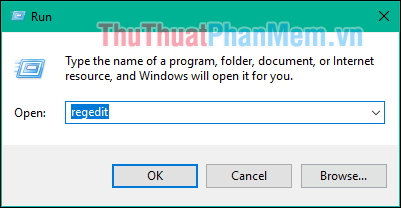 Nhấn Windows + R, sau đó nhập lệnh regedit.