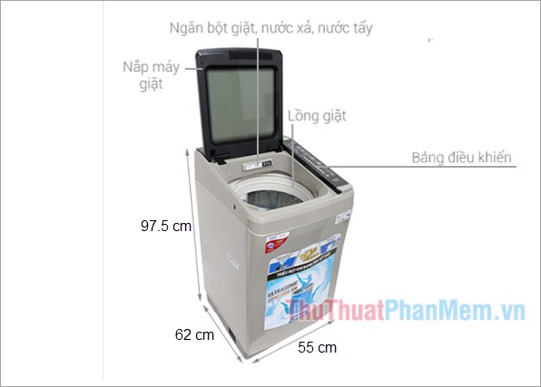 Kích thích máy giặt Aqua 8.5 kg AQW-U850BT S