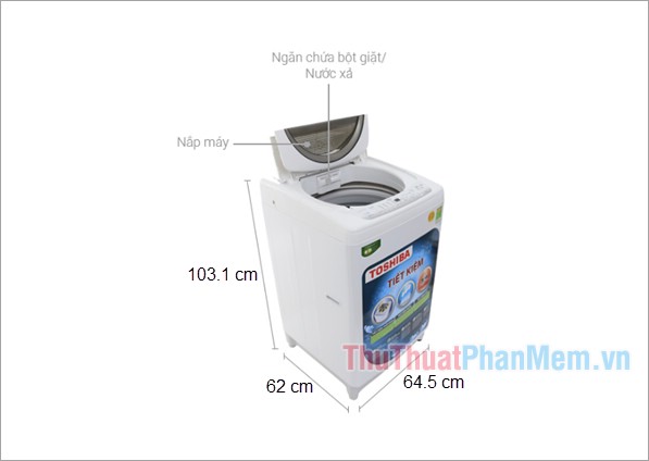 Kích thước máy giặt Toshiba 9kg AW-G1000GV WG