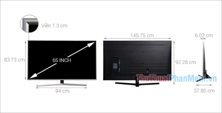 Kích thước Smart Tivi Samsung 4K 65 inch UA65NU7400