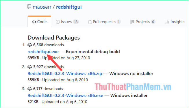 Tải ứng dụng Redshift GUI